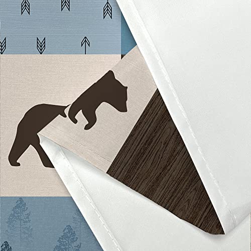 Drgilau Rustic Cabin Shower Curtain Retro Lodge Bear Moose Deer Adventure Patchwork Blue Plaid Arrow Woodland Shower Curtain Sets, Polyester Fabric Bathroom Accessories With Hooks 69X70 #TOP3