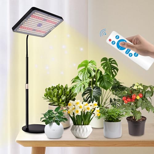 Luz de Cultivo de Plantas, Lámpara LED Cultivo de Espectro Completo, 3 Modos y Regulable de 10 Niveles, Temporizador de Encendido y Apagado Automático 4/8/12H para Plantas de Interior