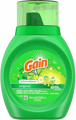 GAIN Detergente líquido para ropa original, 16 cargas, 25 onzas líquidas, paquete de 6