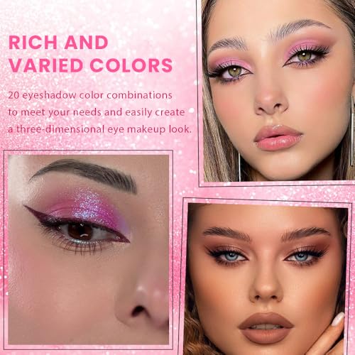 Image of SUAKE Nude Pink Eyeshadow Palette, Matte & Shimmer, High Pigmented 20 Colors Brown Purple Eye Shadow Primers for Eye Makeup, Korean Powder Palet de sombras de ojos (01)