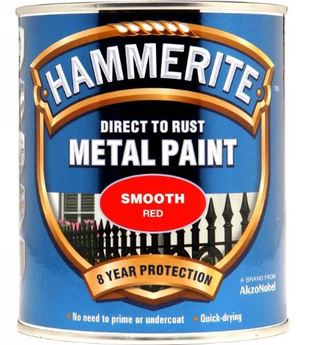 HammeriteDirect To Rust Metal Paint - Smooth Ruby Red Finish 750ml
