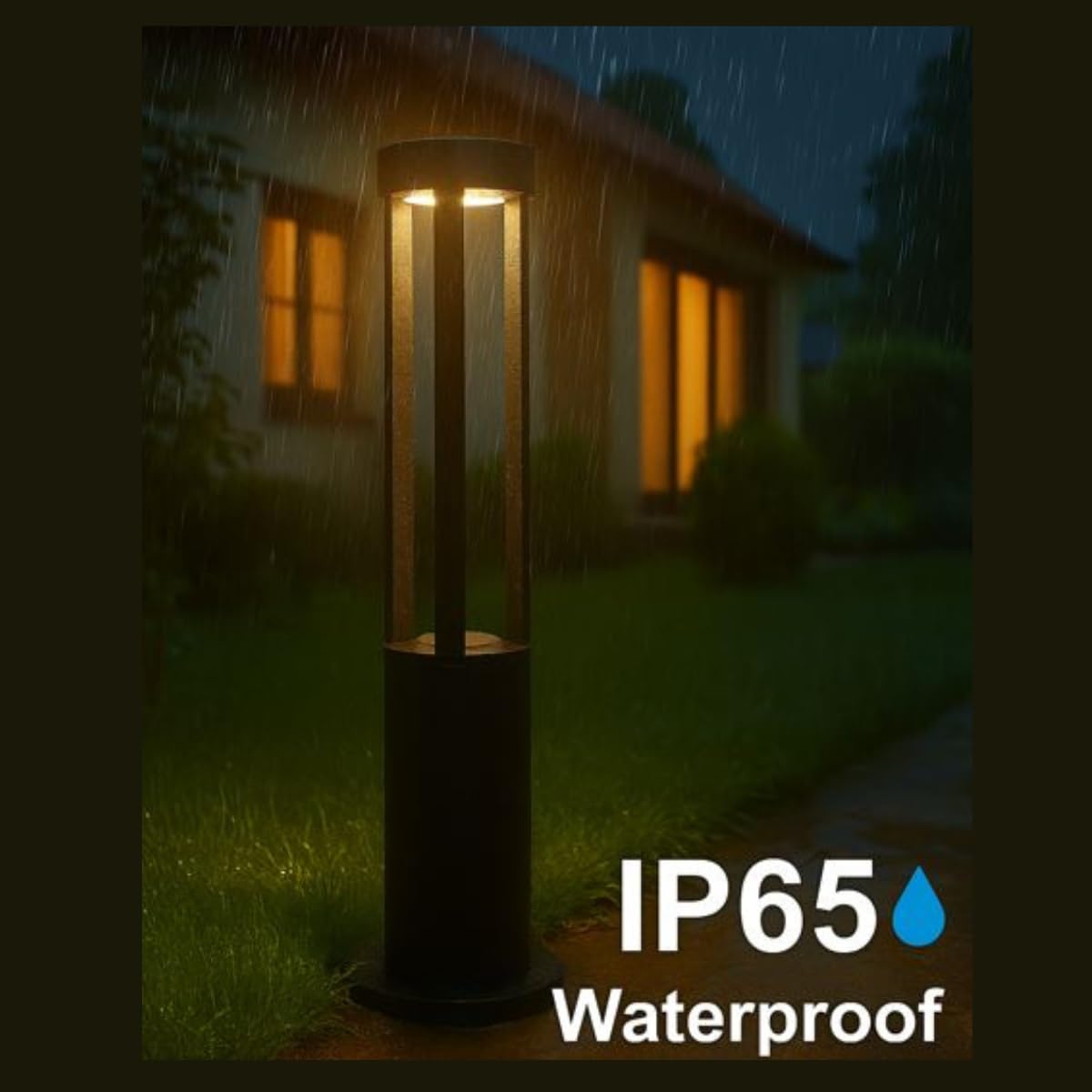 Jandei - Baliza LED Exterior 60cm Aluminio Negro, Lámpara Jardín IP65 Resistente al Agua, Luz Cálida 3000K, 11W, 240V, Baliza Redonda de Superficie para Caminos, Terrazas y Patios