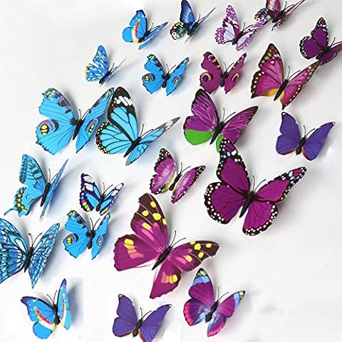 3D Butterfly 12PCS Stickers Making Stickers Wall Stickers Crafts Butterflies (Purple) by UK DEALS Cover