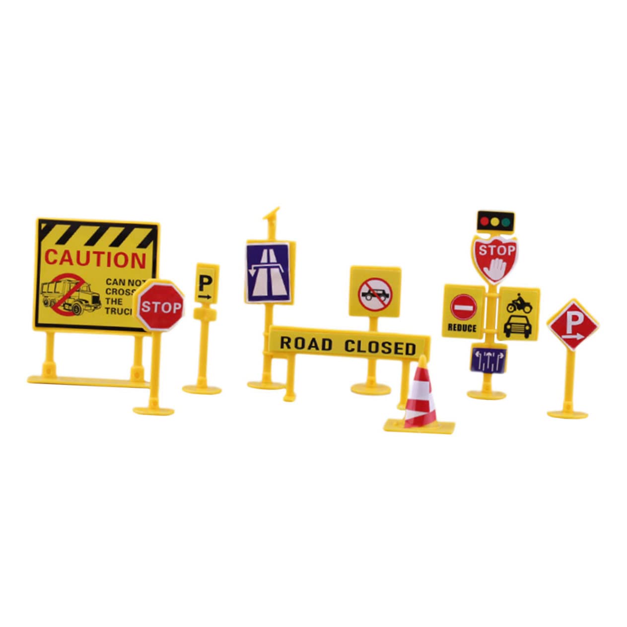 HEALSOPTHY Miniature Traffic Barricade Sign Plastic Road Sign Toy Model