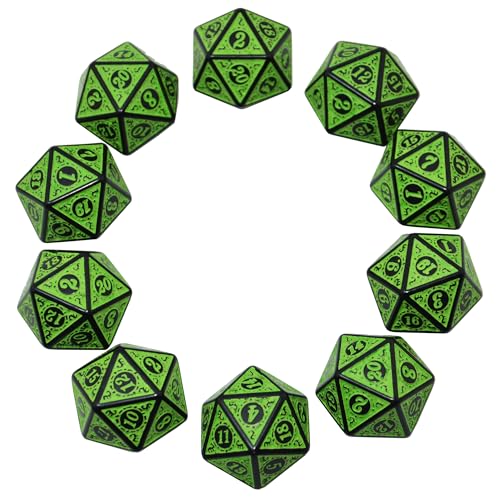 Dados D20 poliédricos grandes de 26mm con números legibles para tiradas estables de DND pack de 10