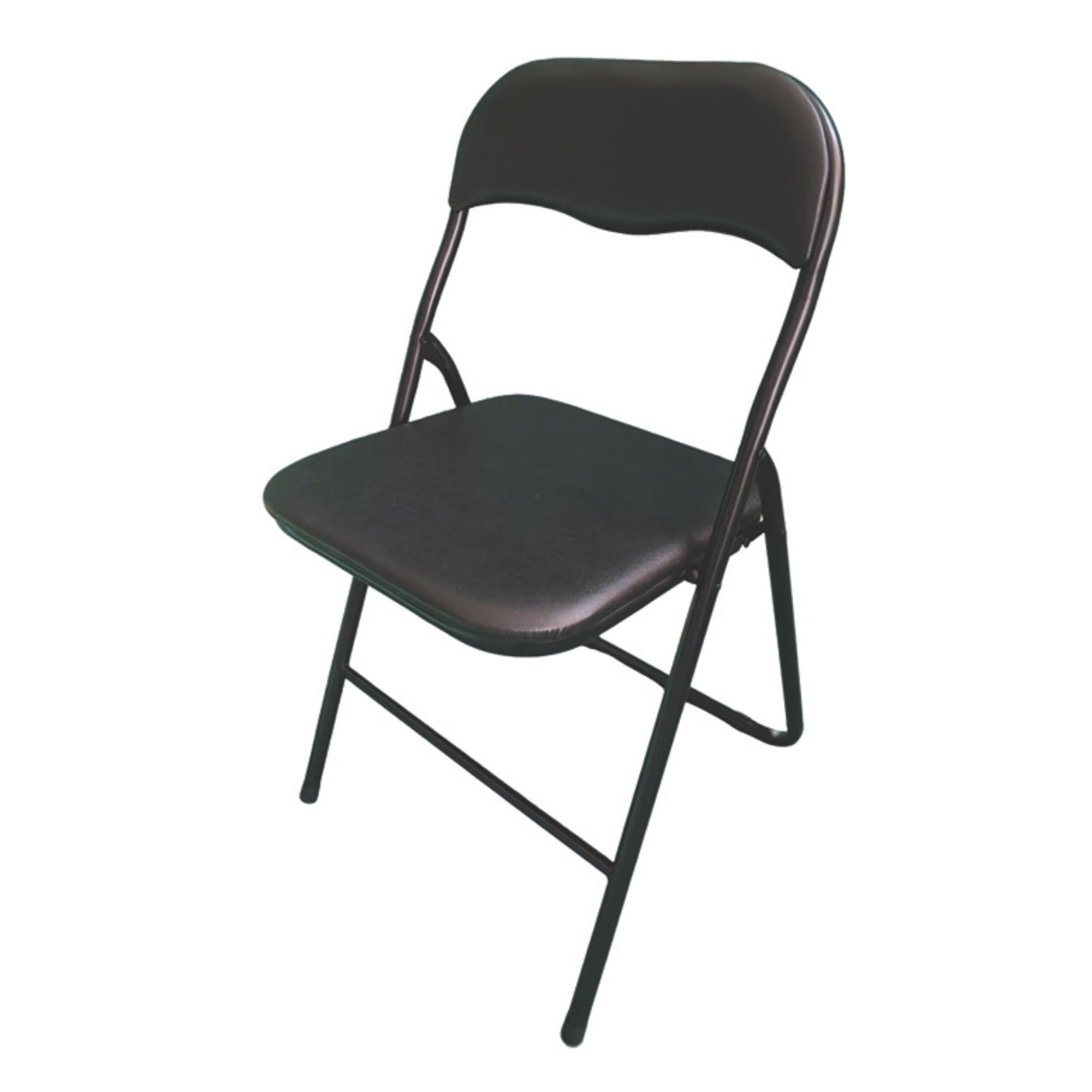 Pack 4 Sillas Plegables Negras Premium con Estructura Metálica y Asiento Acolchado en Polipiel PU. Respaldo Ergonómico de para Eventos, Oficina y Hogar. Diseño Moderno y Resistente (80x44x43,5 cm)