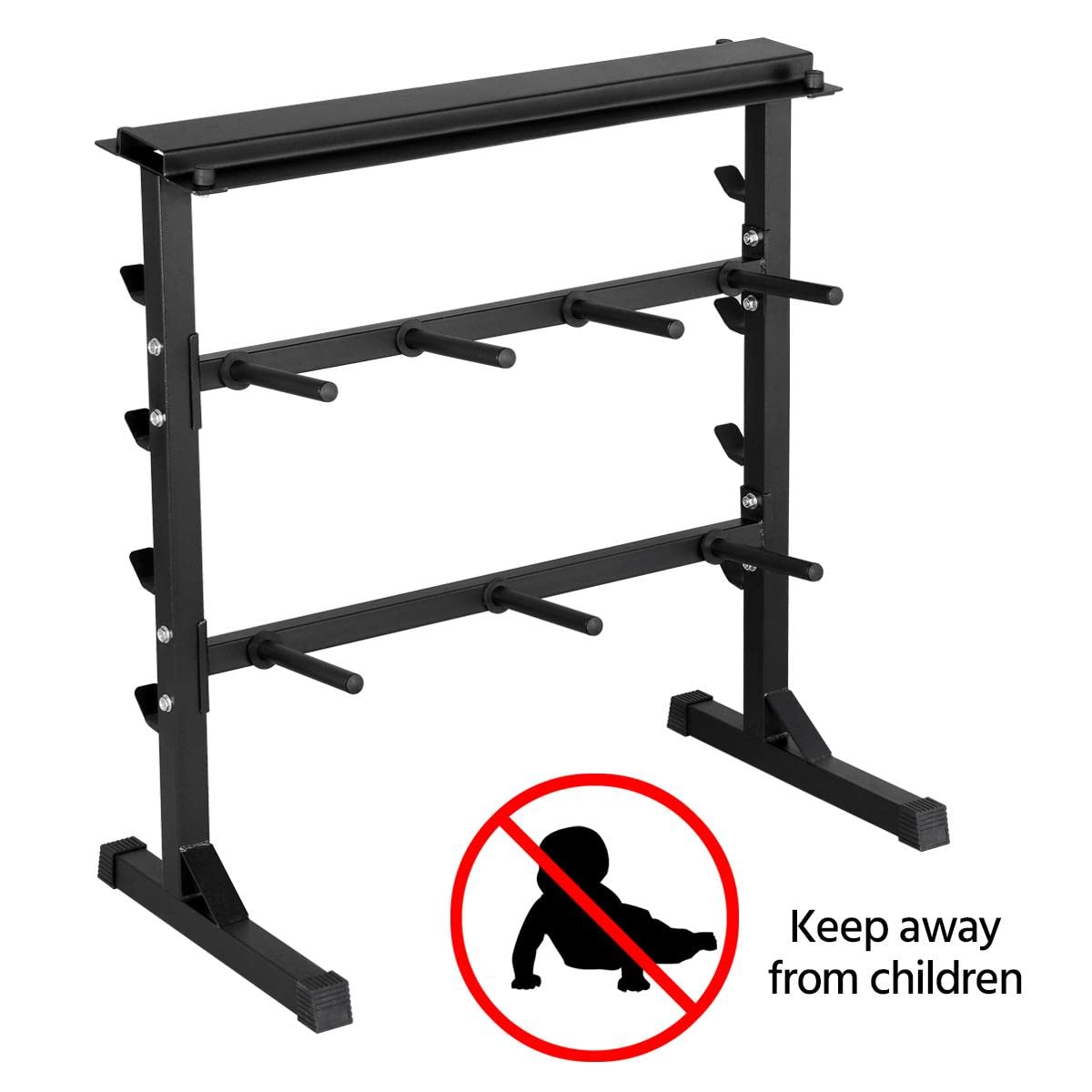 Yaheetech Soporte para Barras de Pesas Discos 280mm Carga MAX.300 kg | Soporte Mancuernas y Discos, Guardar Barras de Pesas y Discos de Pesas，para Gimnasios Domésticos, Color Negro