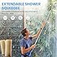 Duschabzieher Langer Stiel, Fensterwischer und Fensterabzieher 2 in 1, Abzieher Dusche Boden, 120CM Teleskopstange Wasserschieber Bodenabzieher, Fensterreinigungsset, Glaswischer für Dusche (Weiß)