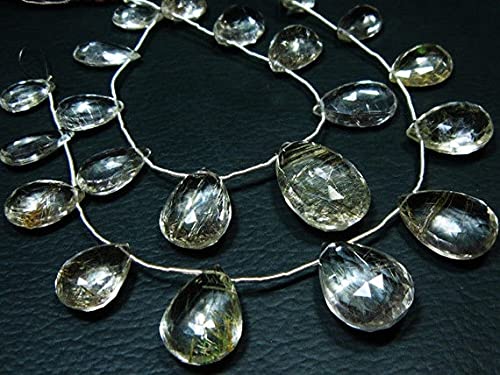 Quartz rutilé AAA de prestige en briolette pour créer des bijoux d'exception