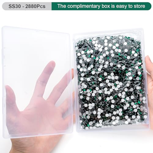 Image of Flatback Rhinestones Bulk, 2880PCS Malachite Green Rhinestones for Clothes DIY Decoration Crafts, Malachite Green, SS30, 6.3-6.5mm