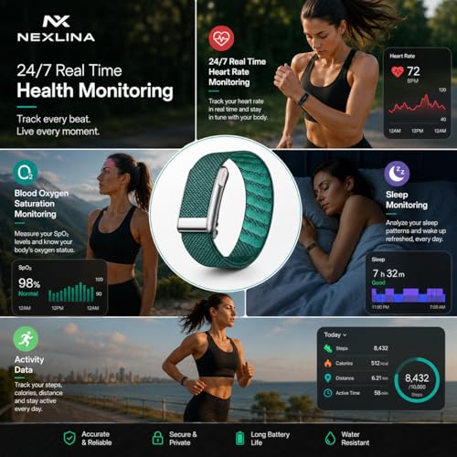 Nexlina Nex-Loop Smart Fitness Tracker with Heart Midnight Black - Image 4