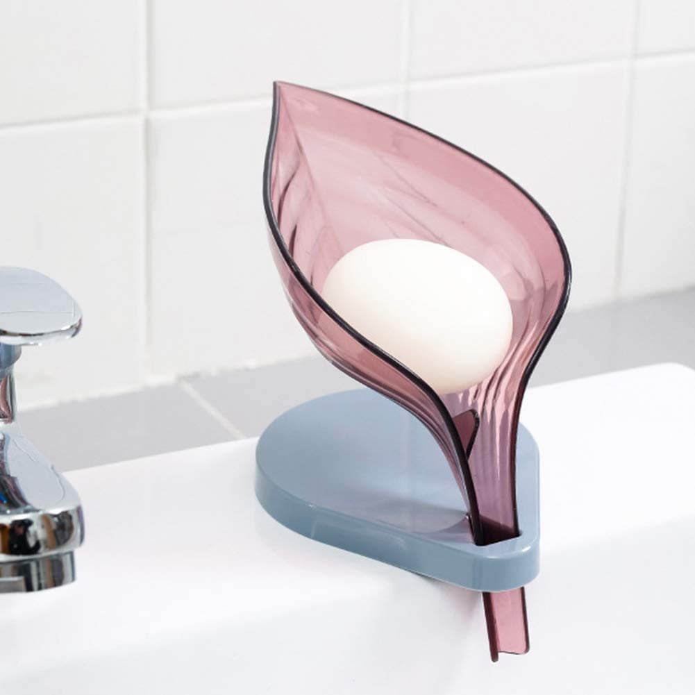Stolenband Leaf Shape Soap Box Self Draining Bathroom Soap Holder, Leafology Decorative Drainage Plastic Soap Dish, Bar Soap Holder with Draining Tray(Pack of 1) (Multicolour)