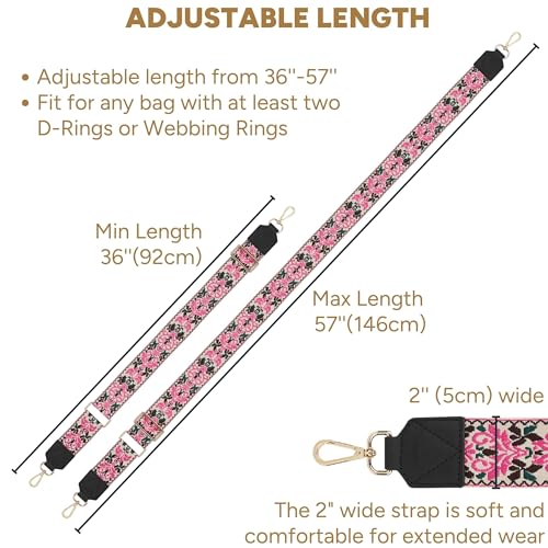 Image of BAKKO Crossbody Strap Top Grain Leather Ends Gold Metal Hardware 2 inch Wide Shoulder Strap Replacement fits Handbags Purses Messenger Duffel Bags Gold Metal Hardware Adjustable Length from 36 inch-57 inch