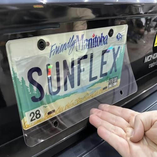SunflexZone Privacy License Plate Cover & Frames, New Generation of Innovative Design，Anti-Glare & Reflective Shield, Clear Waterproof Frame for All-Weather Protection (1-Pack)