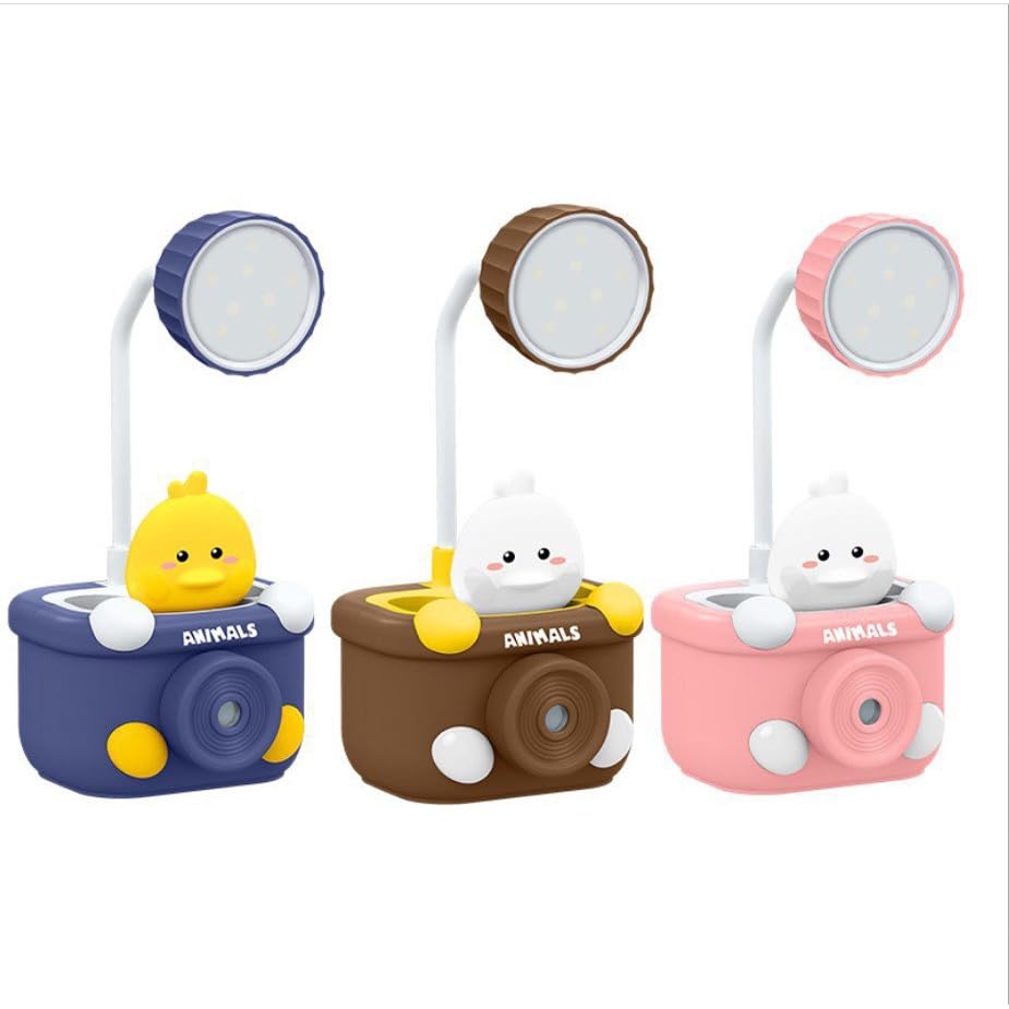 desk 3 in 1 usb chargeable led light table multi color light with pen holder & pencil sharpener, rechargeable eye-caring, small study lamp for study table