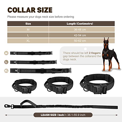 Image of FYA Tactical Dog Collar - Adjustable Nylon Collar with Control Handle and Heavy Metal Buckle for Medium and Large Dogs - 15.6 x 9 x 6.3 Cm; 160 Gm,Black