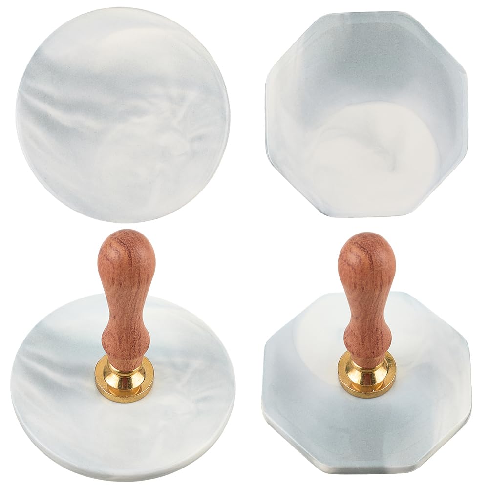CRASPIRE 2Pcs Wax Seal Marble Pad Octagon Round Gray Ceramic Coasters Absorbent Stamp Mat Cooling Stone Heat Resistant Demoulding Plate Non-Stick Backing Board for Letter Documents Drink Cup Gifts