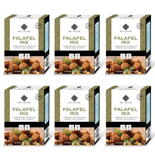 Med Cuisine Falafel Mischung - Eine Kichererbsen-Kräutermischung für authentische Falafel - Hergestellt aus gemahlenen Kichererbsen, Knoblauch & Gewürzen - Vegan & GMO-frei - 6 Packung Cover