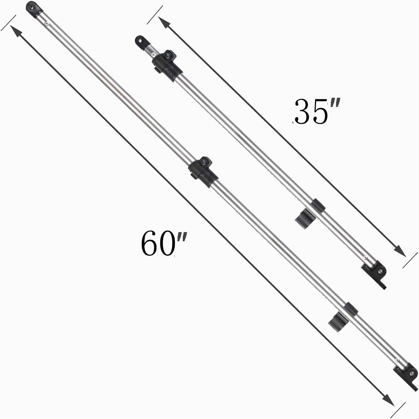 Awning Adjustable Rear Support Pole, Marine-Grade Aluminum Alloy Telescopic Pole, Universal Fit for Most 3-Bow and 4-Bow Awnings (Dimensions: Pole Length 60 inches max)