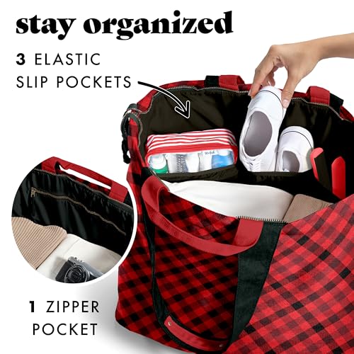 Image of Fit & Fresh XL Beach Tote Bag for Women - XL Travel Tote with Zipper & Pockets, Oversized Canvas Pool Bag, Weekender Carry-On