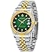 Reginald Watches for Women Fashion Watch Luminous Hands Sapphire Stainless Steel Quartz Green Dial Gold Watches (Green)