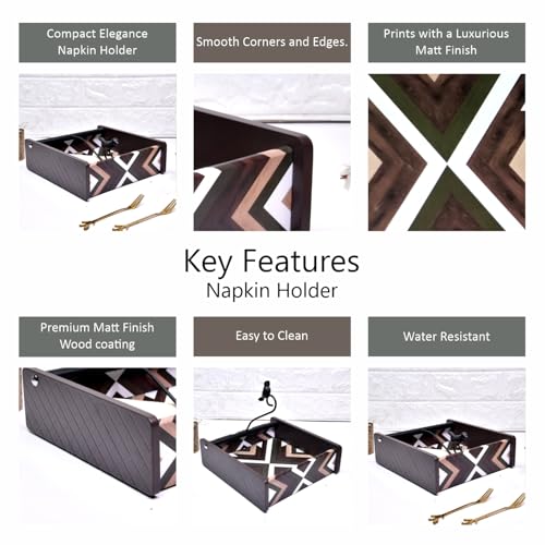 Image of Home Sparkle Napkin Storage - 1 Pack Table Napkin Holder Tray for Indoor & Outdoor Use | Kitchen, Dining, Restaurant & Home Decor (Brown-C6V22)