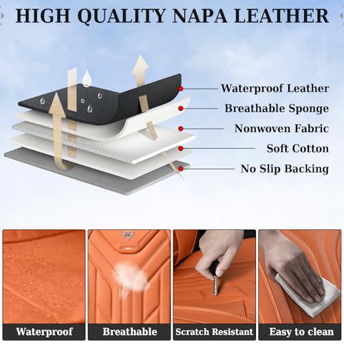 Image of Coverado Seat Covers, Car Seat Covers Front Seats, Leather Seat Covers for Cars, Automotive Seat Covers Car Seat Protector Car Seat Cushion Universal Fit for Most Sedans SUV Pick-up Truck(Orange)