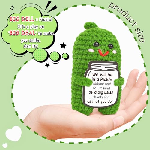 mamagiftree for coworkers thanksgiving basket for teachers bosses friends - positive crochet pickle gift thank you gift retirement - handmade emotional care pickle