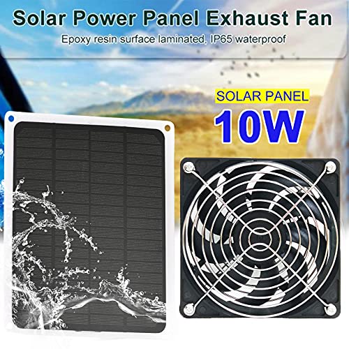 Aocoray Solar Panel Fan For Chicken Coop 10W Waterproof Mini Solar Powered Fan Exhaust Ventilator With 2 Metal Protection Net 9.9Ft/3M Cable For Pet Dog Houses, Greenhouses, Sheds, Rv Roof #TOP5