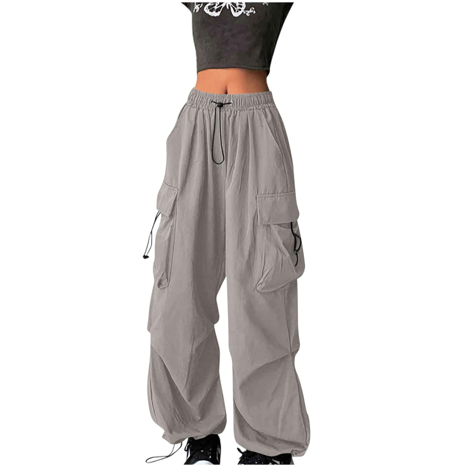 Cargo Pants for Women High Waist Baggy Casual Solid Parachute Trousers Fashion Loose Y2K Streetwear Multi Pockets