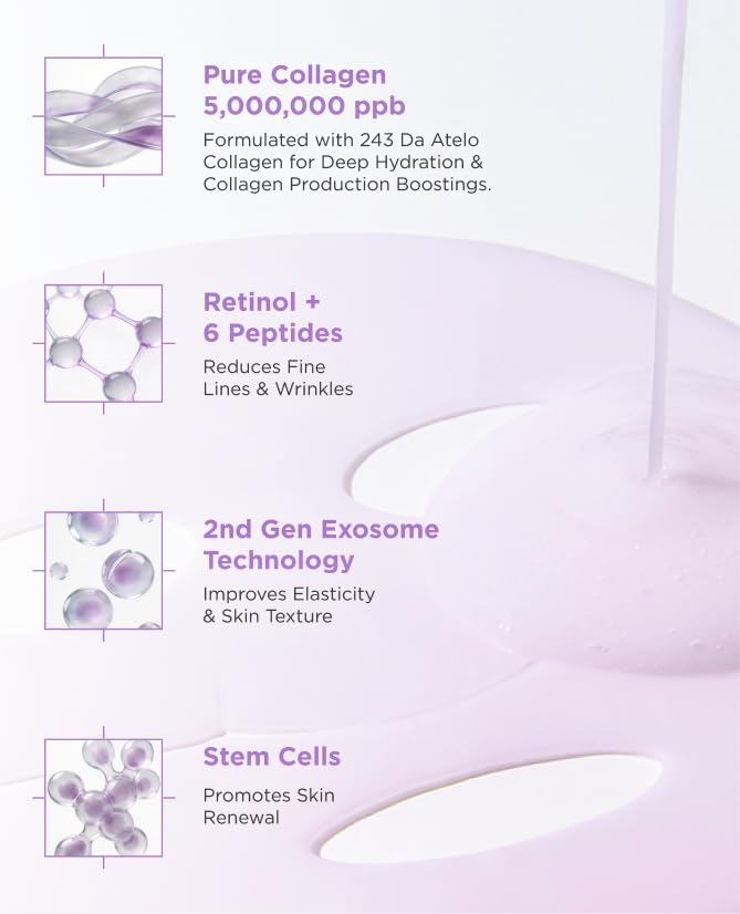 AROCELL OFFICIAL AROCELL Super Collagen Overnight Hydrogel Mask with Retinol & Stem Cell | Firming, Lifting, Plumping, Long-Lasting Glow | Korean Glass Skin Care | 43g x 4