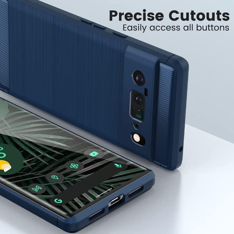 Image of NPRC Hybrid Ultra Slim Protective Case TPU Non-Slip Carbon Fiber Texture Shockproof Case Cover for Google Pixel 6 Pro - Blue