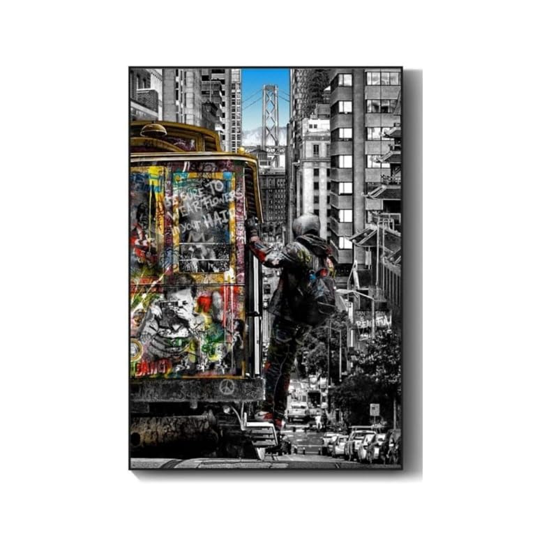 Banksy Murale Art Street Art Peintures Noir Blanc Londres...