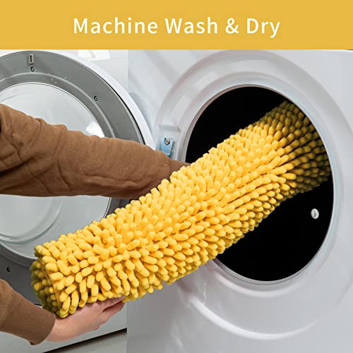 Cozecube Chenille Bath Mats For Bathroom Non Slip, Soft Shaggy Bath Rugs For Bathroom Washable, Yellow Bath Mat Set 32" X 20" Plus 17" X 24" #TOP6