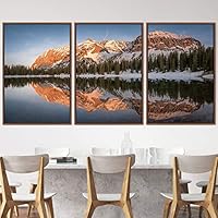 3 Piece Framed Canvas Wall Art Winter Lake Canvas Prints Home Artwork Decoration for Living Room,Bedroom - 16