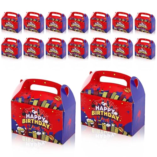 48uds Araña Fiesta Cajas Regalo, Dibujo Animado Feliz Cumpleaños Cajas Regalo con Asa Dulces Galleta Goodie Golosinas para Fans Telaraña Tema Halloween Cumpleaños Fiesta Decoraciones