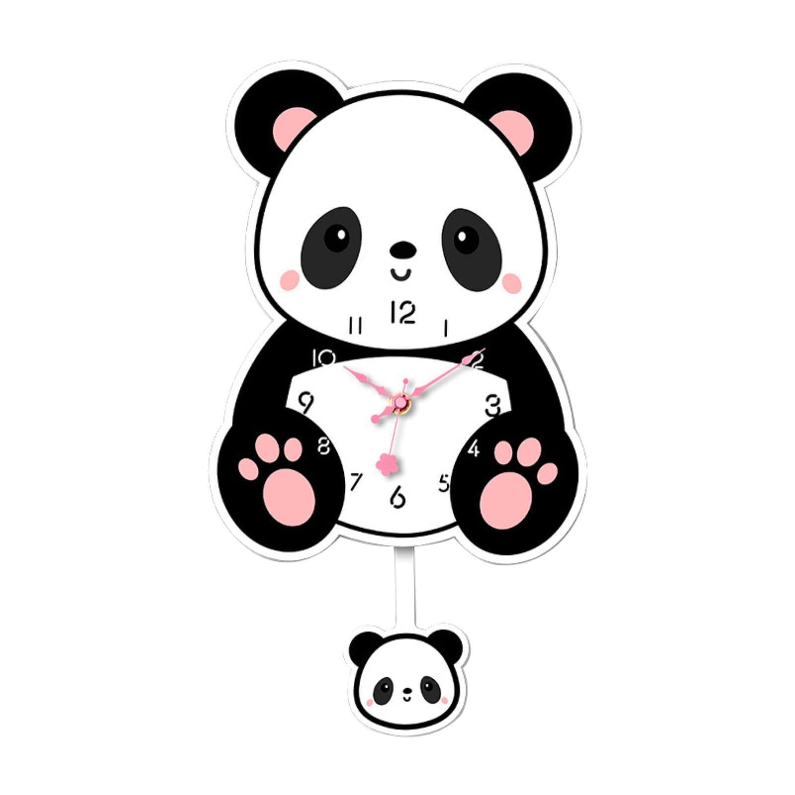 QIXCXAZ Panda Wall Clock Unique Decorative Silent Function For Kids Rooms And Modern Decor Ensuring No Ticking Noise To Disturb Peace. Not Just Clock Animal