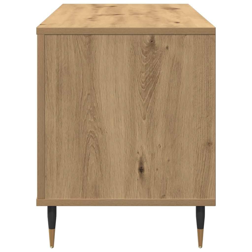 Armadio per dischi in vinile, con 6 scomparti, scaffale per dischi in vinile, in legno, per soggiorno, rovere Artisan, 100 x 38 x 48 cm