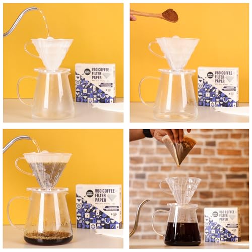 Image of Urban Platter V60 Coffee Filter Paper, White, Size 02, 100 Pieces (Naturally Bleached | Clean Neutral Flavour | Ideal for Pour Over Brewing | Biodegradable)
