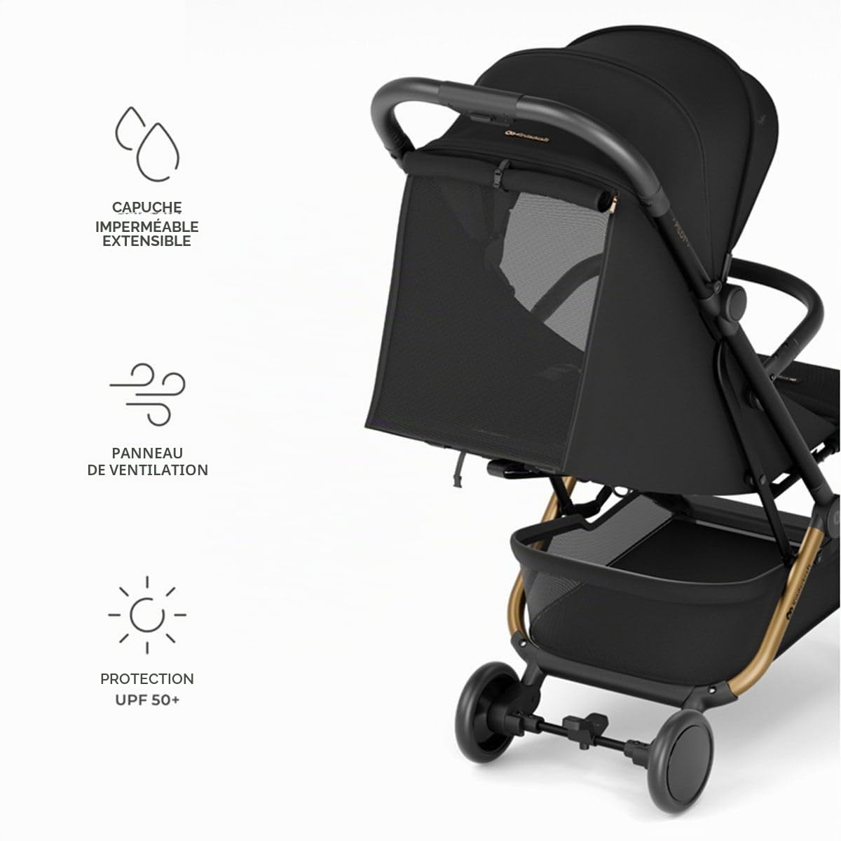 Kinderkraft PILOT 2 Poussette citadine, Poussette Légère, Système de Pliage Innovant, Petites Dimensions après Pliage, Roues avant Pivotantes, Noir
