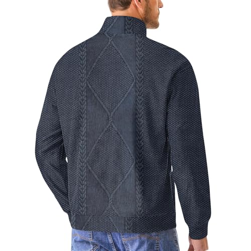 ADHOWBEW Mens Sweaters Vintage Thermal Lightweight Winter Work Long Sleeve Casual Corduroy Fleece Fall Sweatshirt3