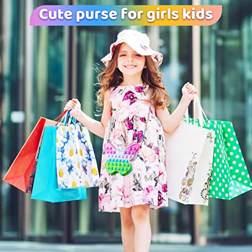 MOVCZON Girls Crossbody Purses Little Girls Wallet Gifts Presents for Toddler Kids Rainbow Handbags Plush Purse Bag Fidget Toys