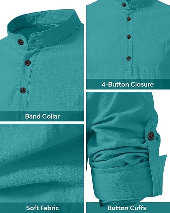 Image of Bellstone Men's Cotton Blend Solid Regular Fit Full Sleeve Short Kurta | Men's Trendy Short Kurta | Ethnic Stylish Casual Lightweight Summer Kurta for Daily and Occasion Use