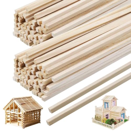 100 Pièces Batonnet en Bois Stick, Carrés en Bambou Nature