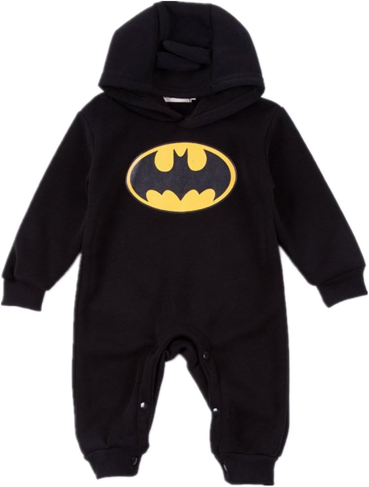 OuTaking Baby Boys' Batman Hood One-piece Little Boys Jumpsuit for 0-24 Months