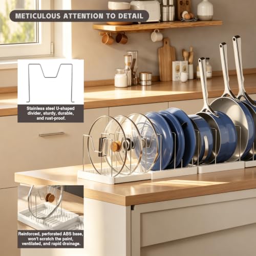 Magheo 2 Stück Topfdeckelhalter, Erweiterbar Deckelhalter mit 12 Verstellbaren Trennwänden, Topfdeckel und Pfannen Organizer… – Ansicht 5