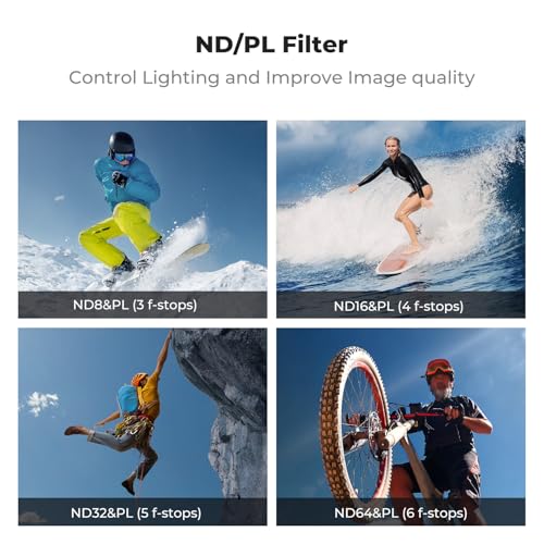 Image of K&F CONCEPT CPL ND Filter Kit Compatible with DJI Osmo Action 6, 4 Pack (ND8&PL ND16&PL ND32&PL ND64&PL) Hybrid Neutral Density Polarizing Action Camera Accessories, Multicoated HD Optical Glass