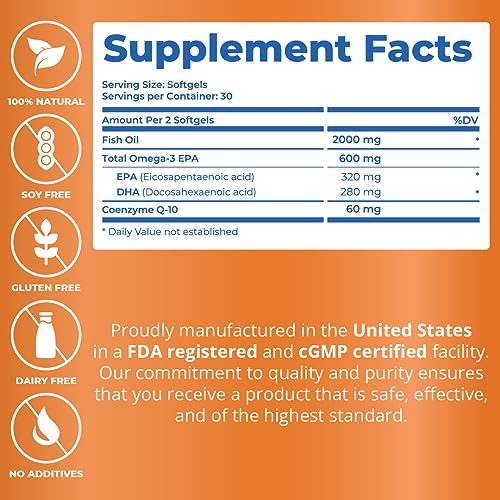 Zirum Omega 3 (1330Mg) Softgels With Coq10 – High Potency Burpless Fish Oil Supplement Epa Dha Essential Fatty Acids Capsules For Cardiovascular Health & Antioxidant Support - (60 Gelcaps) #TOP1