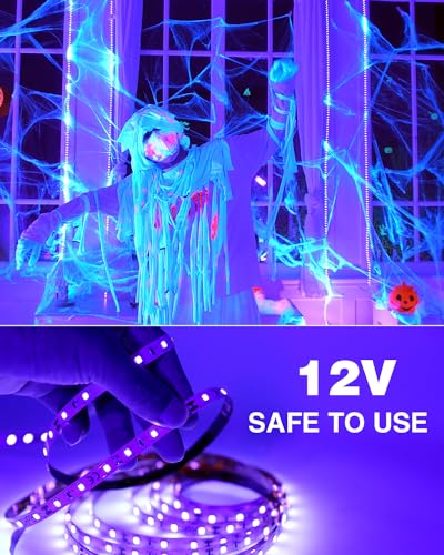 Onforu 32.8ft LED Black Light Strip Kit, 600 Units Lamp Beads, 12V Flexible Blacklight Fixtures, 10m Ribbon, Non-Waterproof for Glow Party, Indoor Birthday, Body Paint,Halloween - image 5