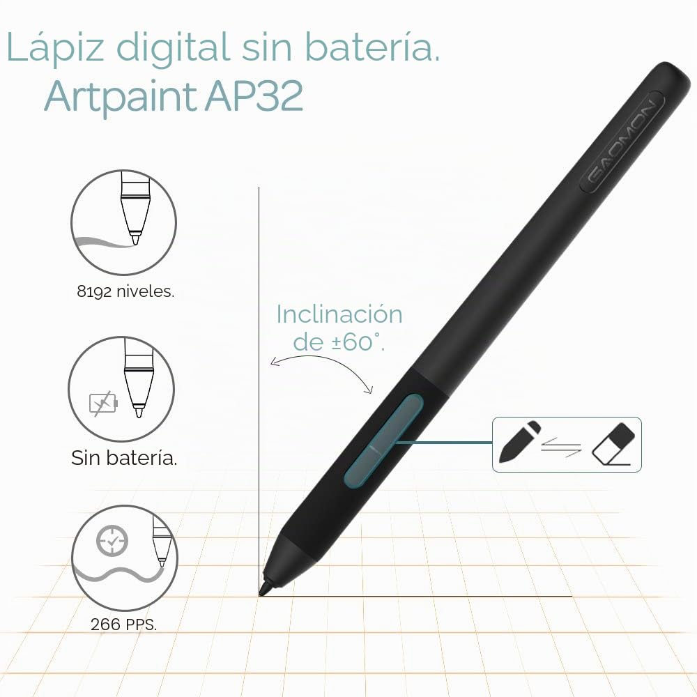 GAOMON M106K Pro Tableta Gráfica de Dibujo de 10 Pulgadas con Lápiz Pasivo de 8192 Niveles, Versión Actualizada de M106K, Compatible con Windows/Mac/Android